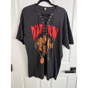 Death Row Records Graphic Lace Up T-Shirt Black XL Snoop Dogg Tupac Dr Dre